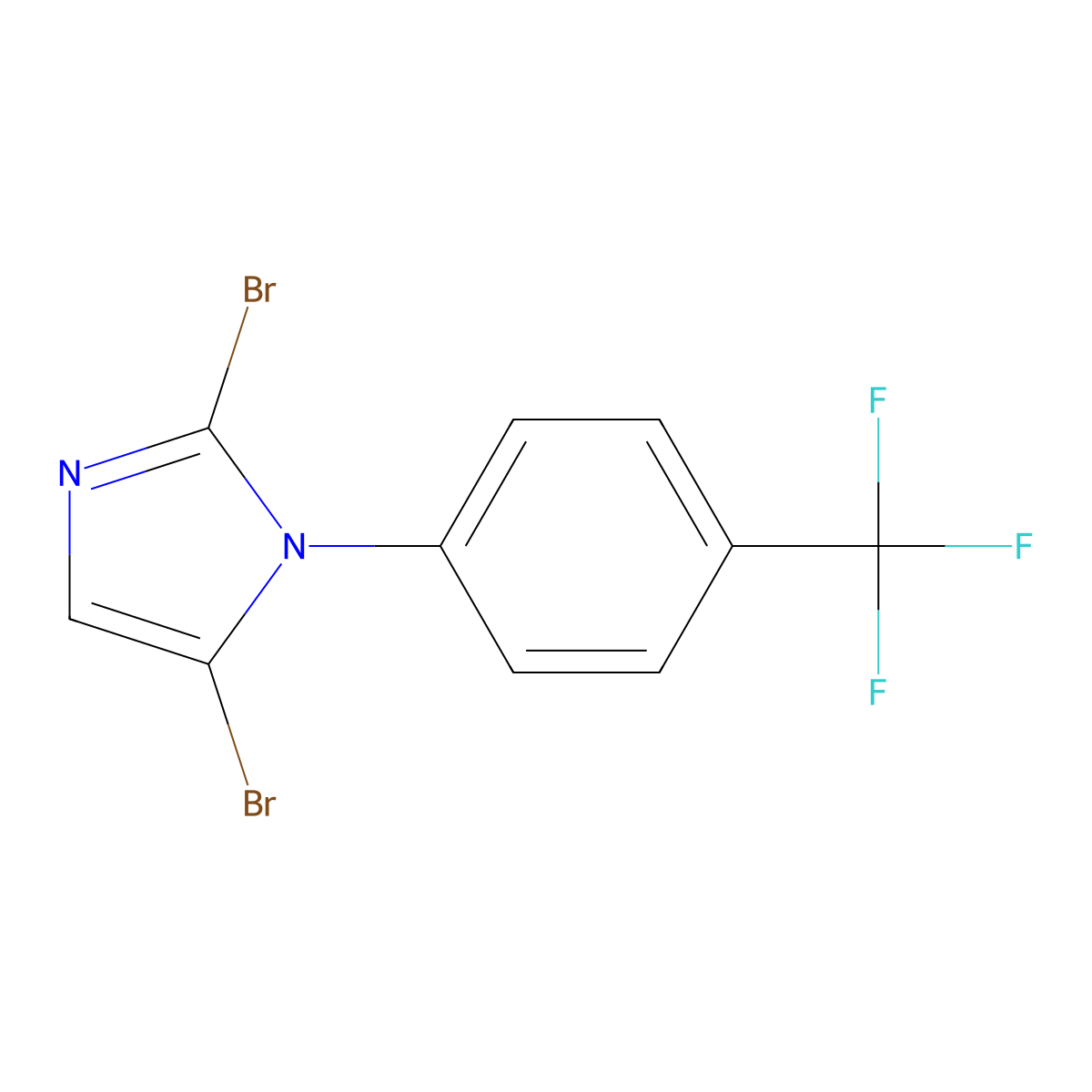 2,5-dibromo-1-(4-(trifluoromethyl)phenyl)-1H-imidazole molecular structure, CAS 2294948-72-2
