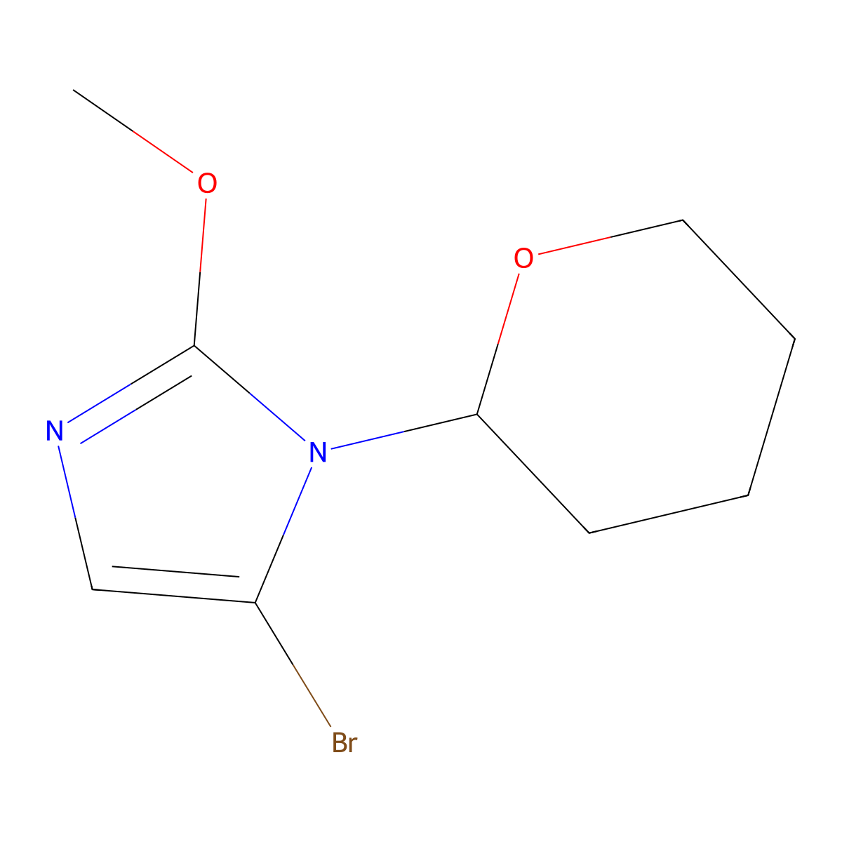 5-bromo-2-methoxy-1-(tetrahydro-2H-pyran-2-yl)-1H-imidazole molecular structure, CAS 2294948-82-4