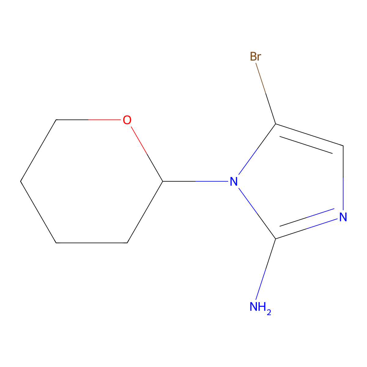 5-bromo-1-(tetrahydro-2H-pyran-2-yl)-1H-imidazol-2-amine molecular structure, CAS 2294948-83-5