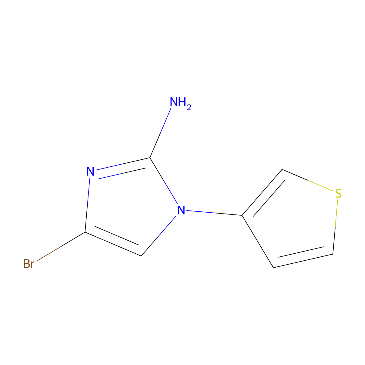 4-bromo-1-(thiophen-3-yl)-1H-imidazol-2-amine molecular structure, CAS 2294949-01-0