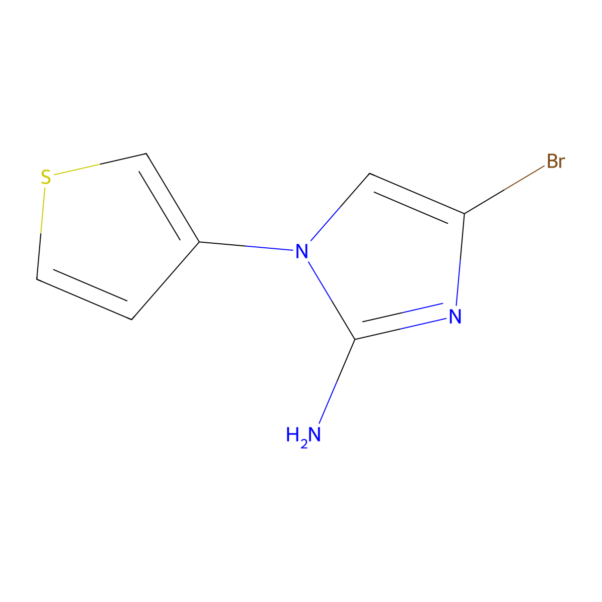 4-bromo-1-(thiophen-3-yl)-1H-imidazol-2-amine molecular structure, CAS 2294949-01-0