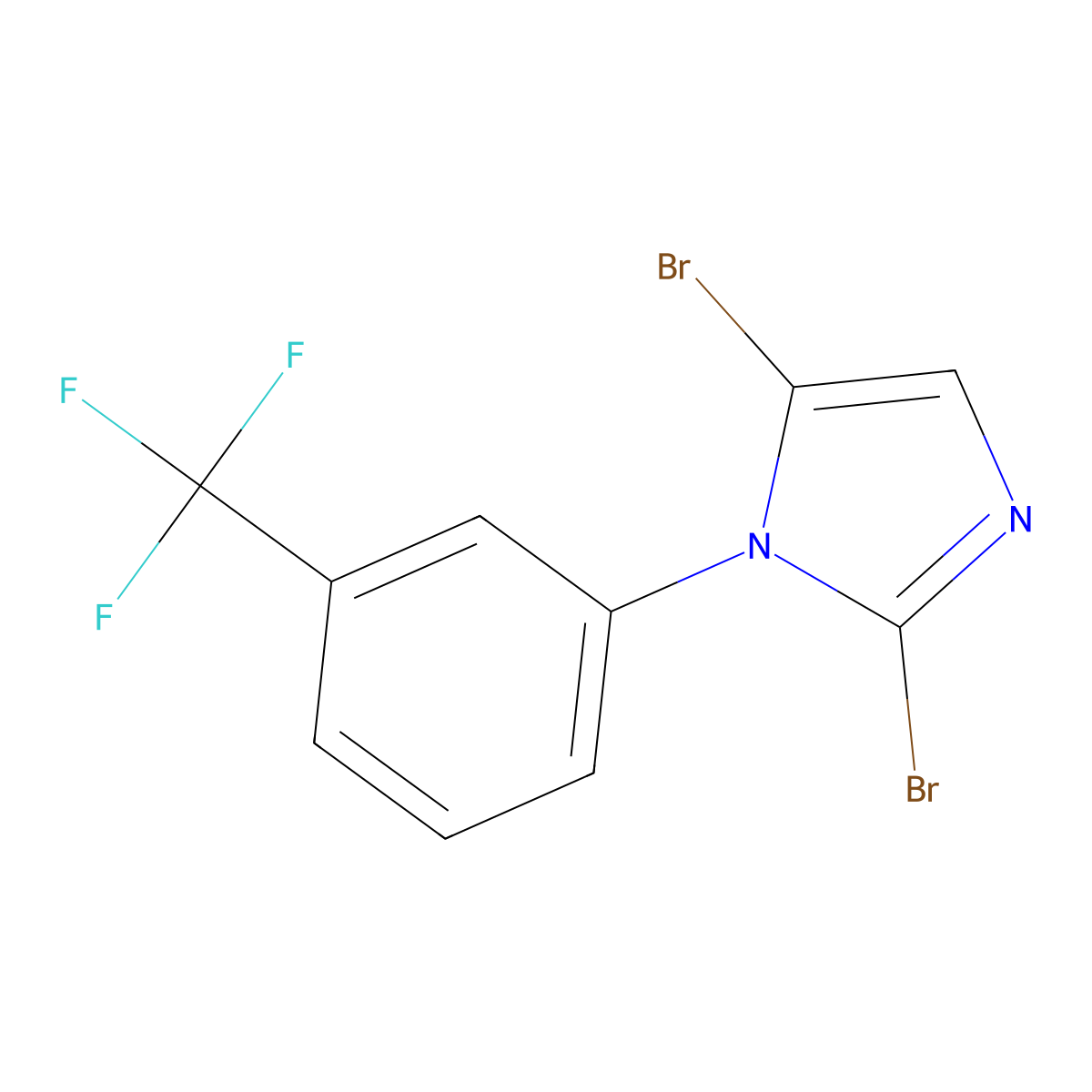 2,5-dibromo-1-(3-(trifluoromethyl)phenyl)-1H-imidazole molecular structure, CAS 2294949-02-1