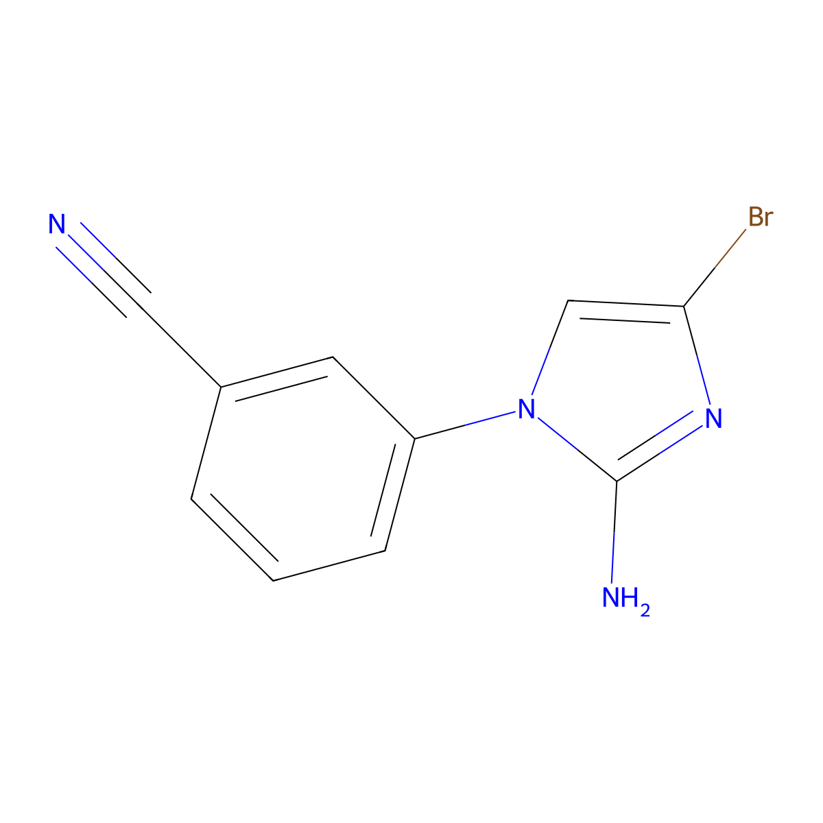 3-(2-amino-4-bromo-1H-imidazol-1-yl)benzonitrile molecular structure, CAS 2294949-11-2