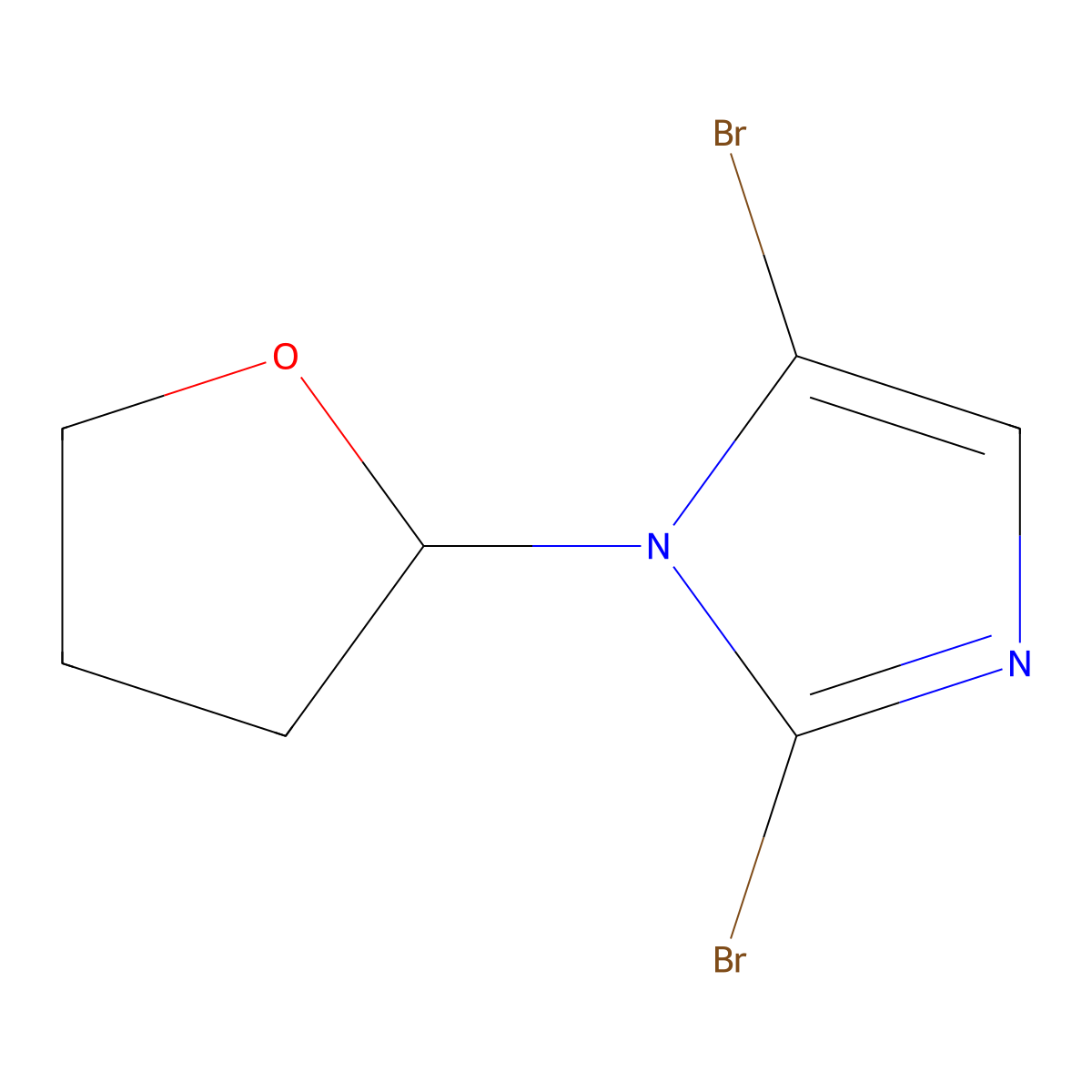 2,5-dibromo-1-(tetrahydrofuran-2-yl)-1H-imidazole molecular structure, CAS 2294949-16-7