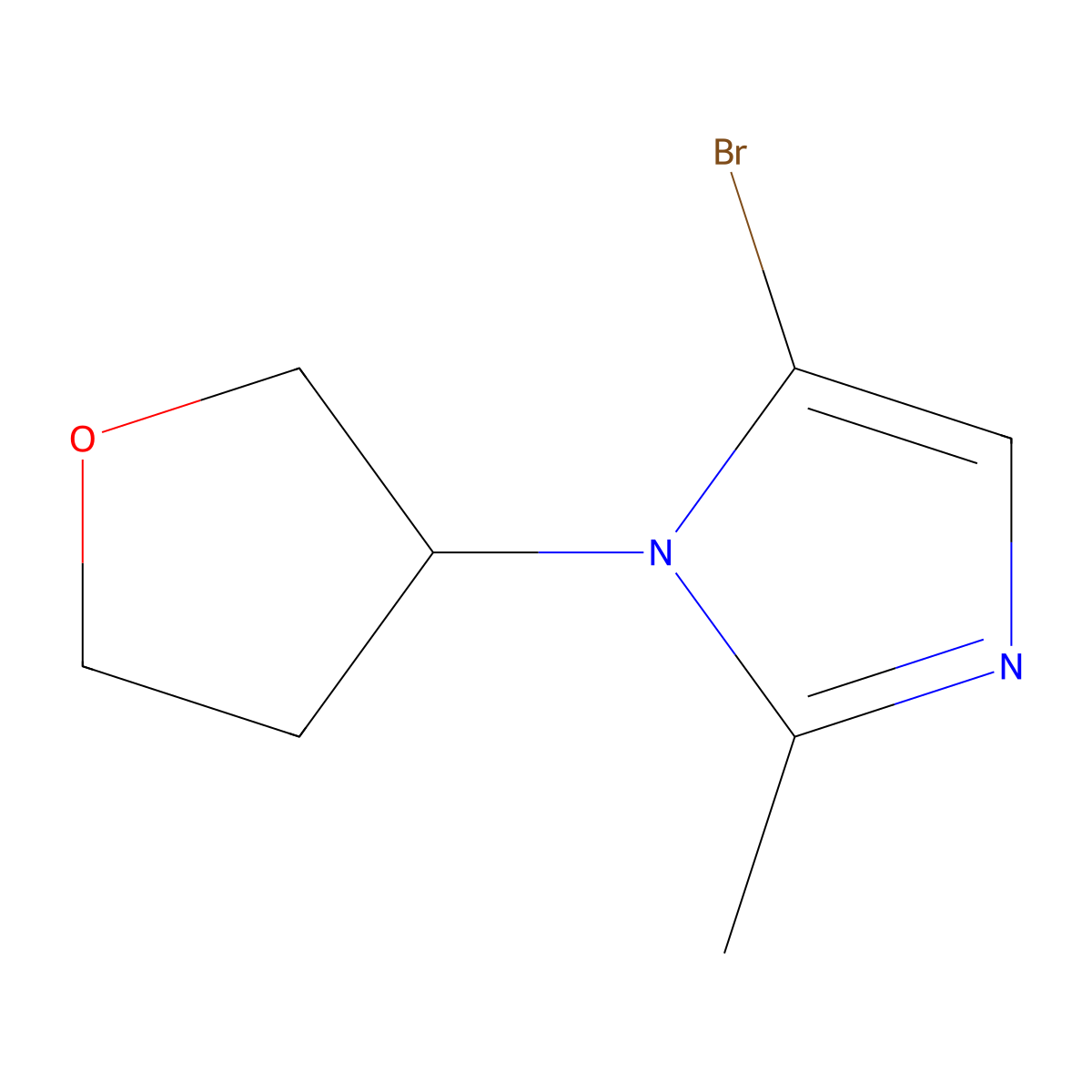 5-bromo-2-methyl-1-(tetrahydrofuran-3-yl)-1H-imidazole molecular structure, CAS 2294949-21-4