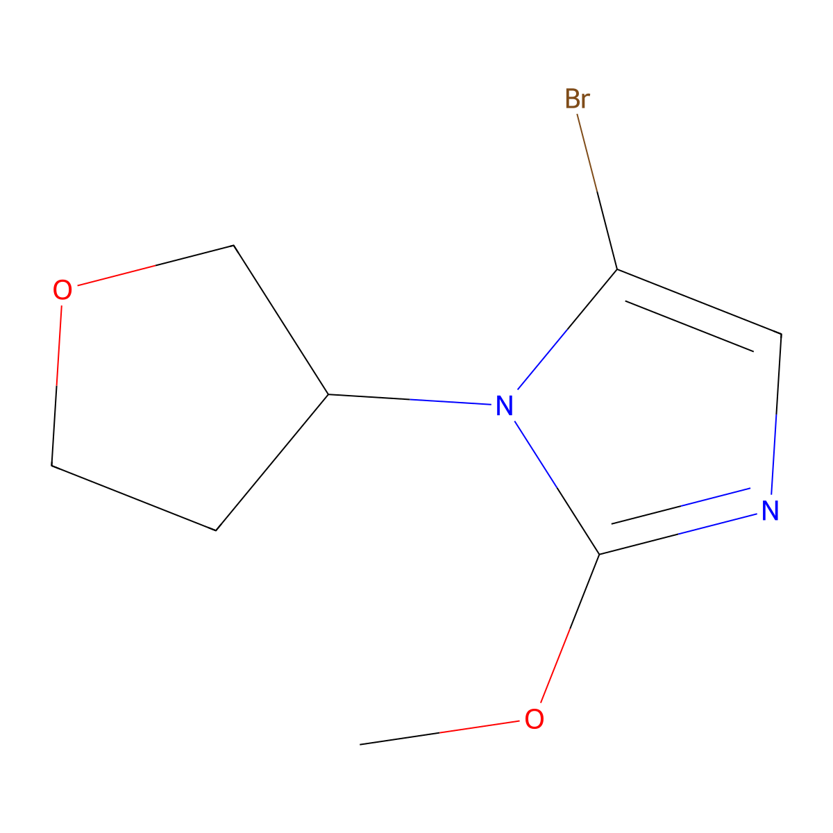 5-bromo-2-methoxy-1-(tetrahydrofuran-3-yl)-1H-imidazole molecular structure, CAS 2294949-23-6