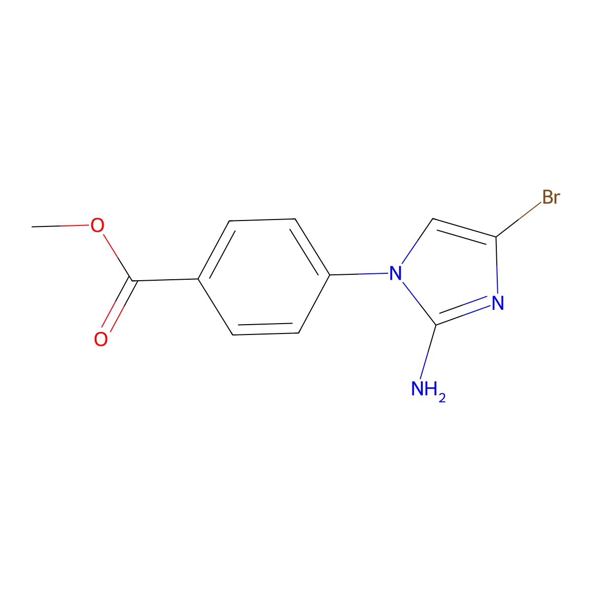 methyl 4-(2-amino-4-bromo-1H-imidazol-1-yl)benzoate molecular structure, CAS 2294949-30-5