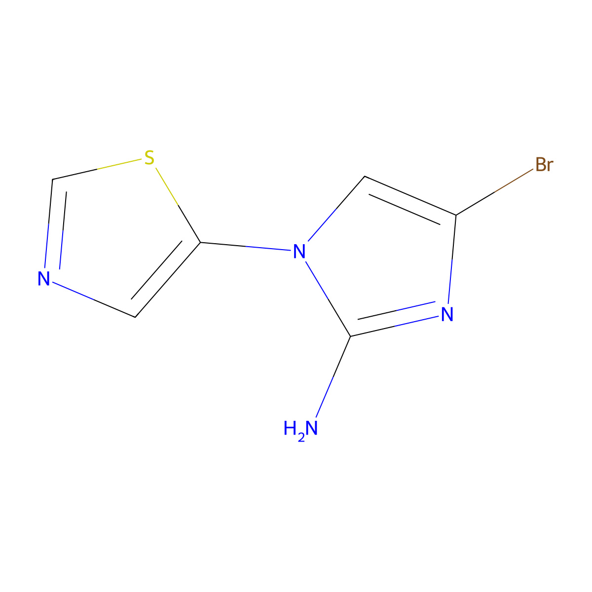 4-bromo-1-(thiazol-5-yl)-1H-imidazol-2-amine molecular structure, CAS 2294949-38-3
