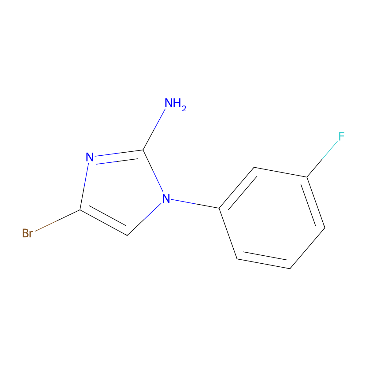 4-bromo-1-(3-fluorophenyl)-1H-imidazol-2-amine molecular structure, CAS 2294949-40-7
