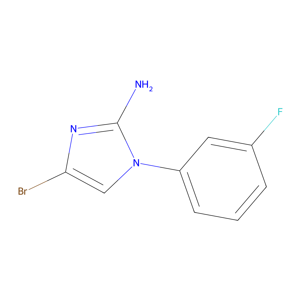 4-bromo-1-(3-fluorophenyl)-1H-imidazol-2-amine molecular structure, CAS 2294949-40-7