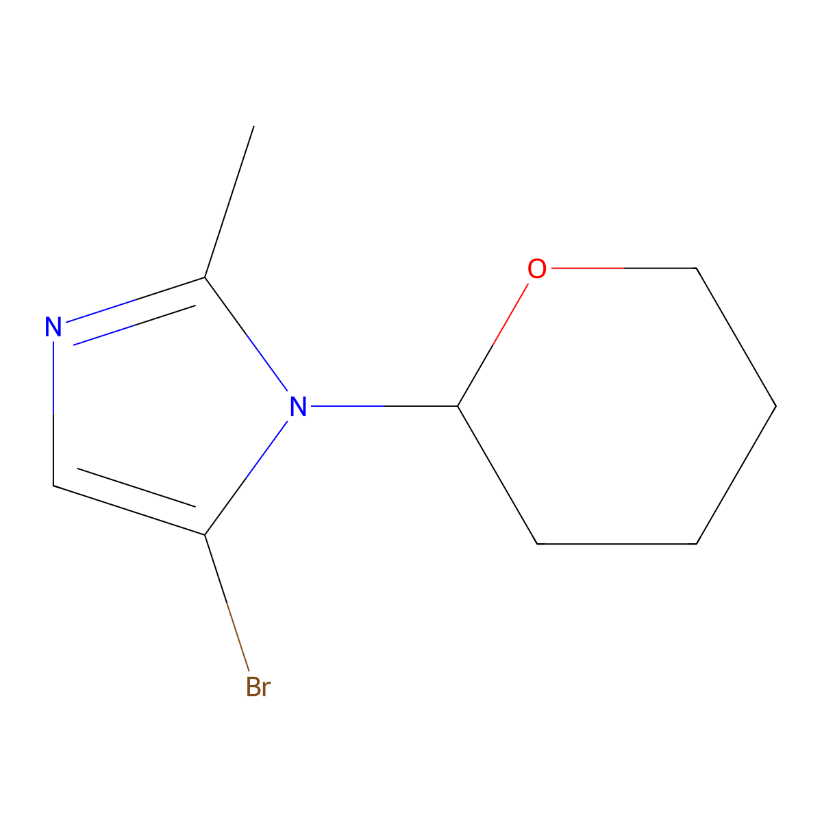 5-bromo-2-methyl-1-(tetrahydro-2H-pyran-2-yl)-1H-imidazole molecular structure, CAS 2294949-46-3