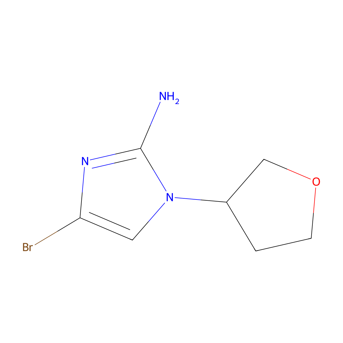 4-bromo-1-(tetrahydrofuran-3-yl)-1H-imidazol-2-amine molecular structure, CAS 2294949-52-1