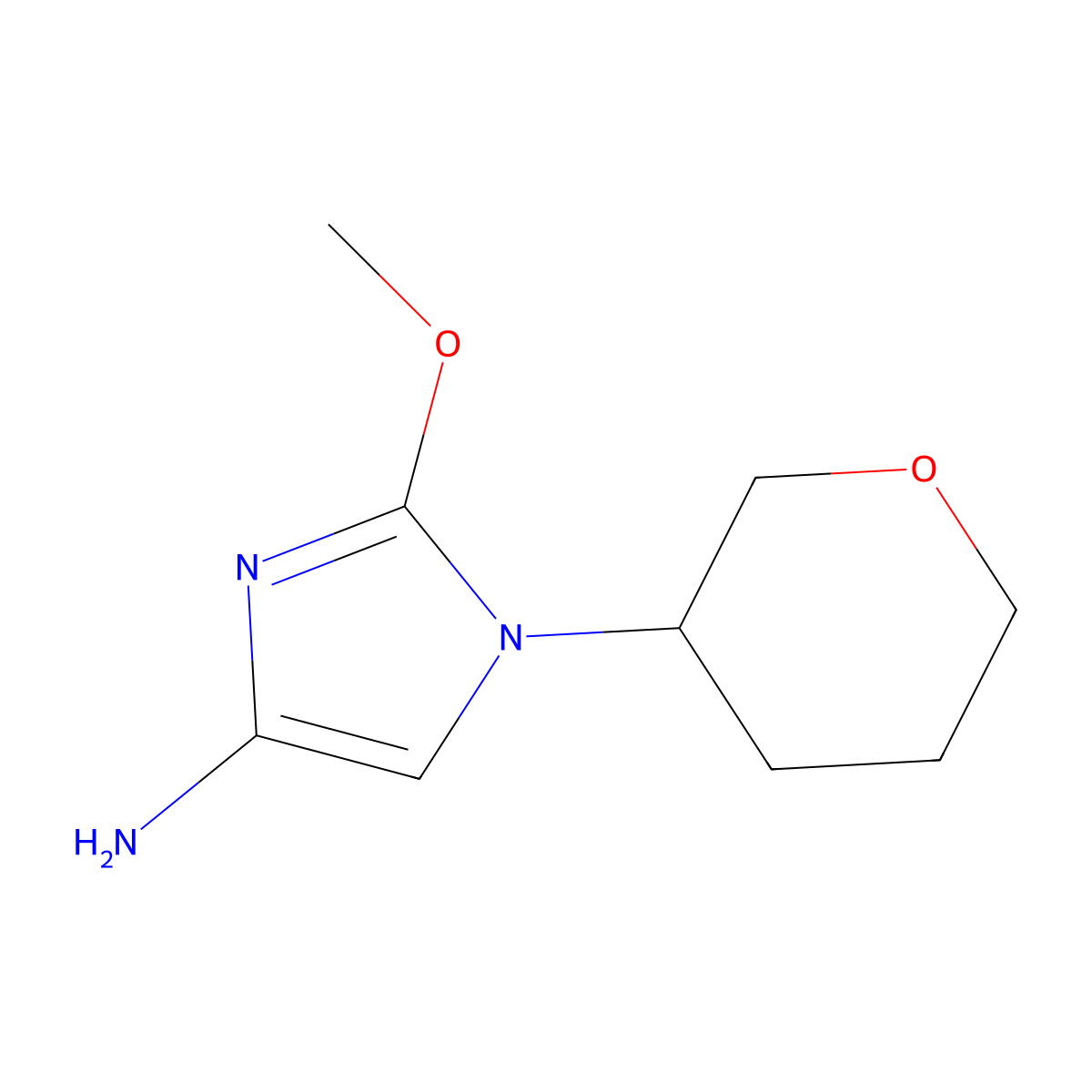 2-methoxy-1-(tetrahydro-2H-pyran-3-yl)-1H-imidazol-4-amine molecular structure, CAS 2294949-53-2