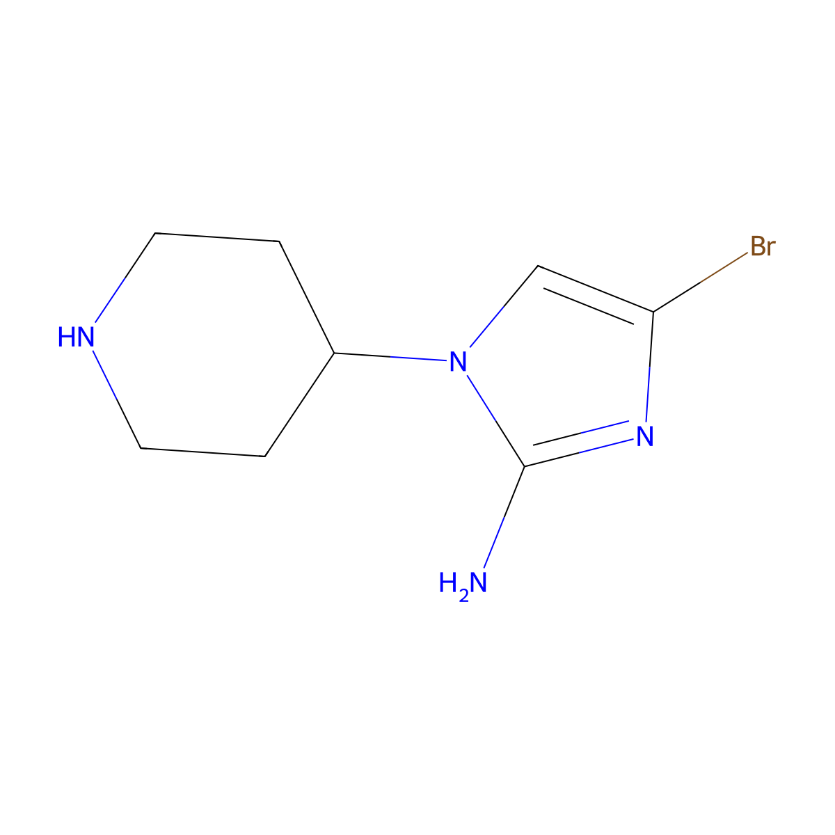 4-bromo-1-(piperidin-4-yl)-1H-imidazol-2-amine molecular structure, CAS 2294949-57-6