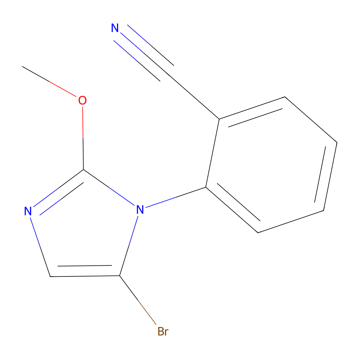 2-(5-bromo-2-methoxy-1H-imidazol-1-yl)benzonitrile molecular structure, CAS 2294949-59-8