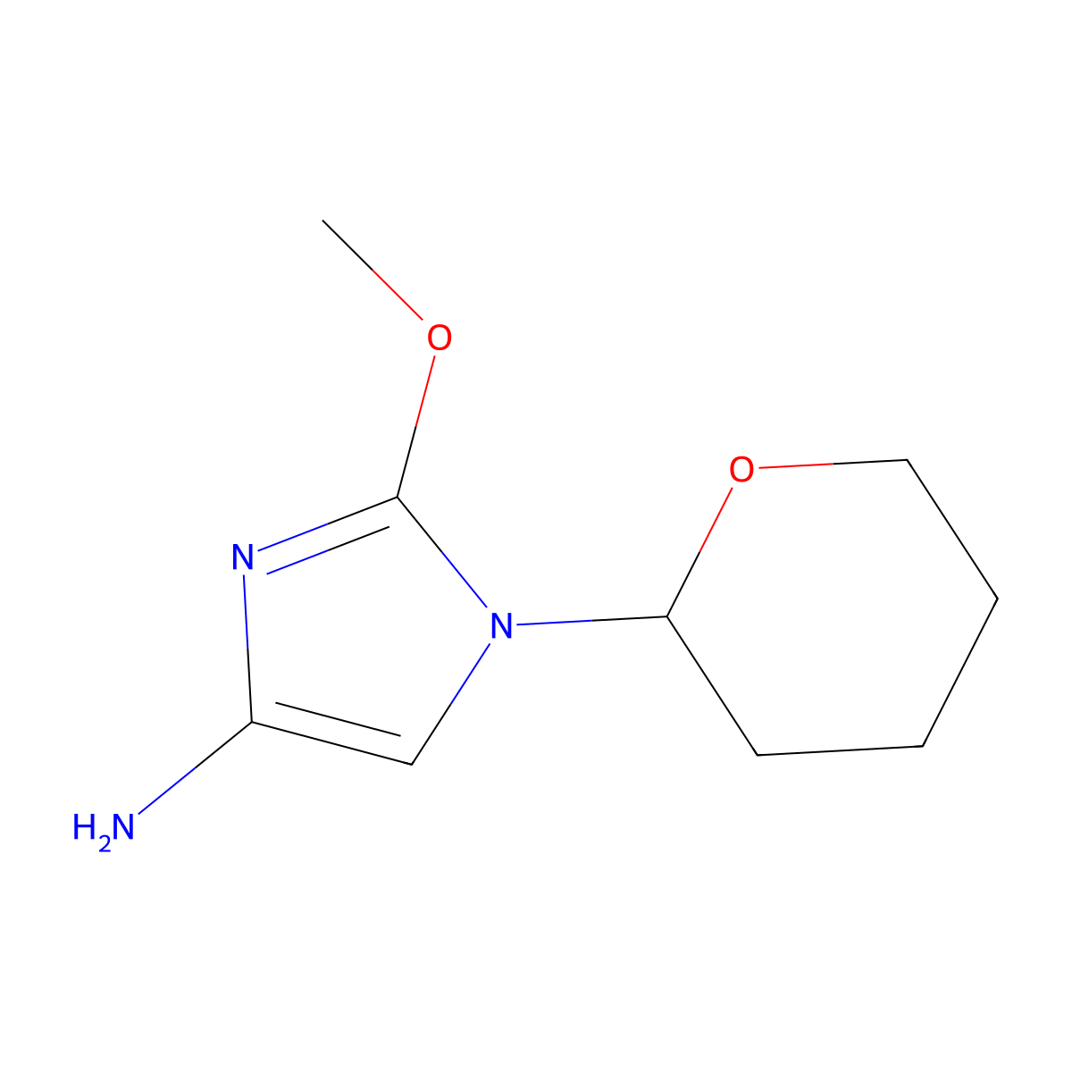 2-methoxy-1-(tetrahydro-2H-pyran-2-yl)-1H-imidazol-4-amine molecular structure, CAS 2294949-62-3