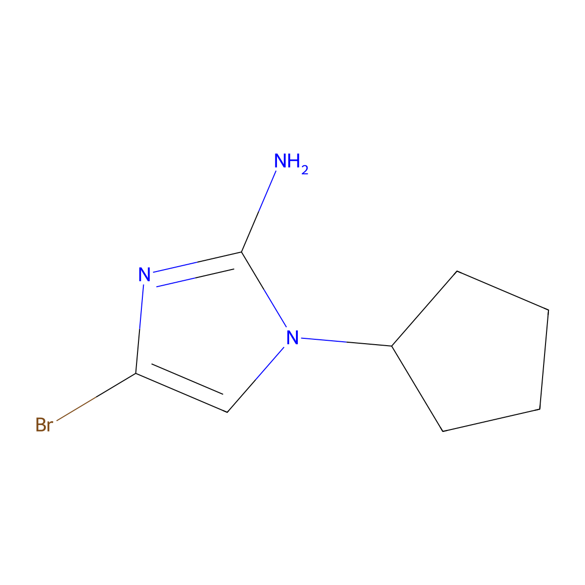 4-bromo-1-cyclopentyl-1H-imidazol-2-amine molecular structure, CAS 2294949-63-4