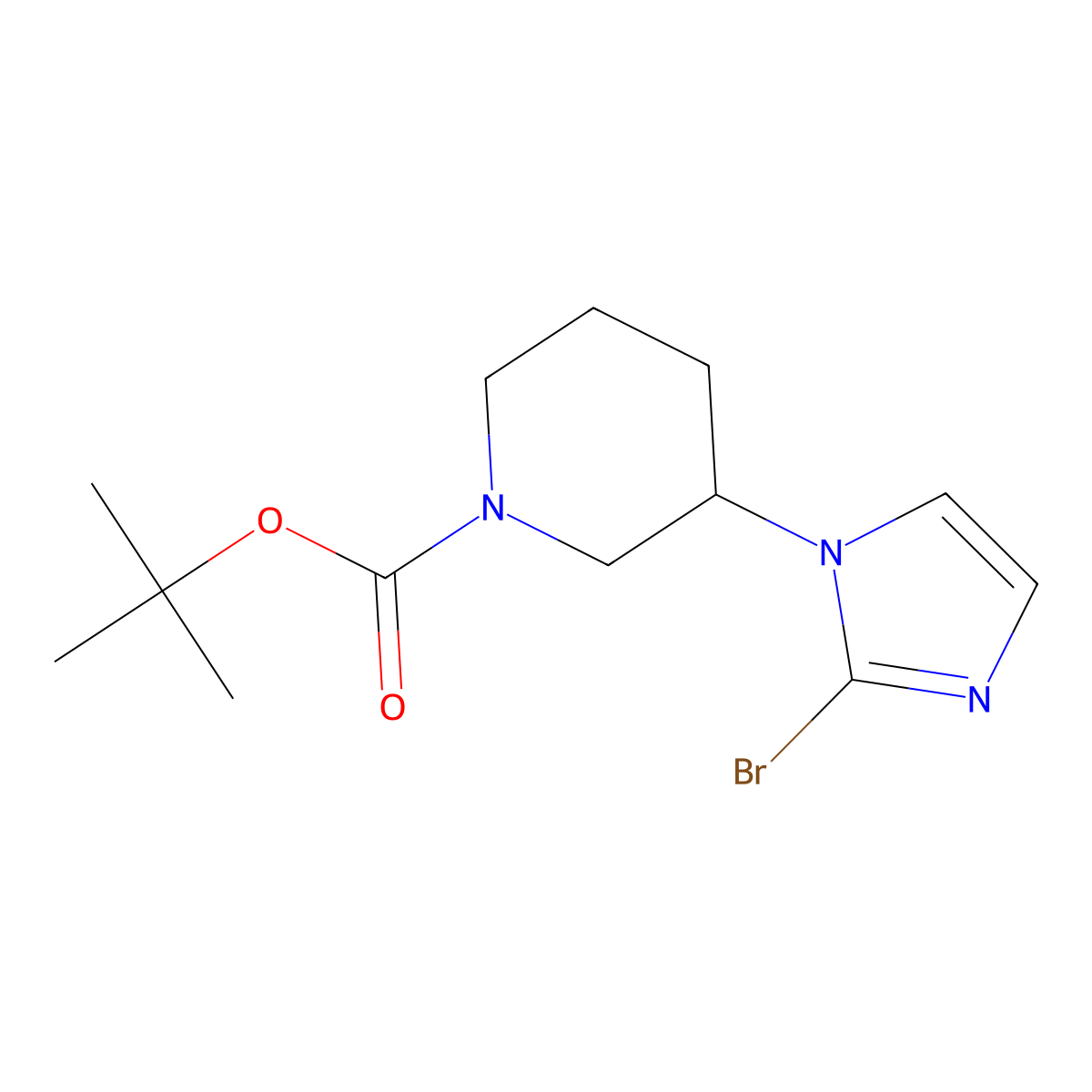 tert-butyl 3-(2-bromo-1H-imidazol-1-yl)piperidine-1-carboxylate molecular structure, CAS 2294949-72-5