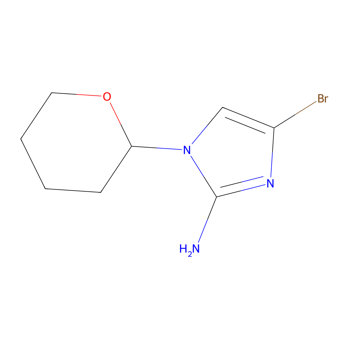 4-bromo-1-(tetrahydro-2H-pyran-2-yl)-1H-imidazol-2-amine molecular structure, CAS 2294949-75-8