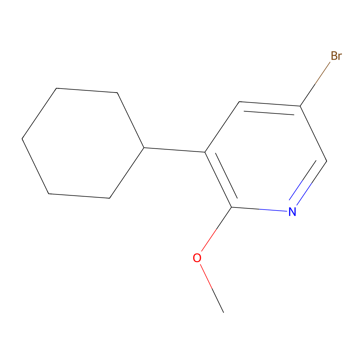 5-Bromo-3-cyclohexyl-2-methoxypyridine molecular structure, CAS 2294949-81-6