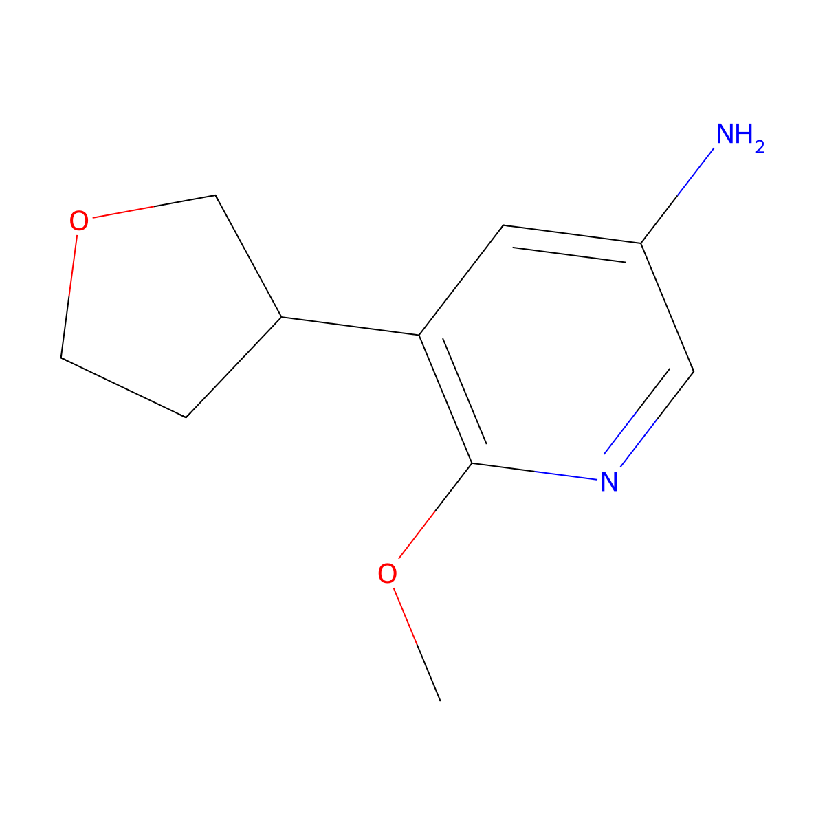 6-Methoxy-5-(tetrahydrofuran-3-yl)pyridin-3-amine molecular structure, CAS 2294949-91-8