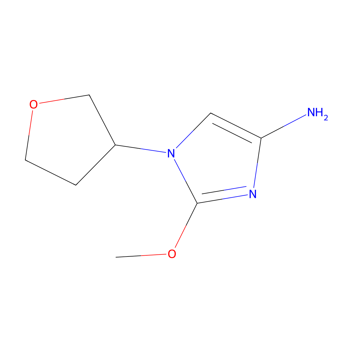 2-methoxy-1-(tetrahydrofuran-3-yl)-1H-imidazol-4-amine molecular structure, CAS 2294949-97-4