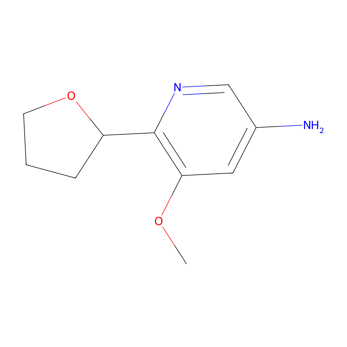 5-Methoxy-6-(tetrahydrofuran-2-yl)pyridin-3-amine molecular structure, CAS 2294949-99-6