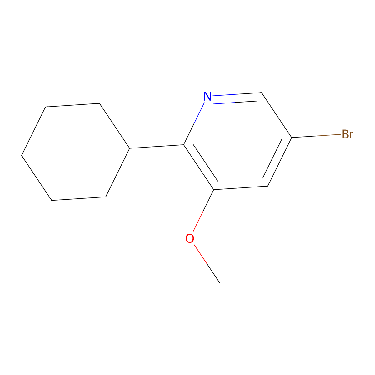 5-Bromo-2-cyclohexyl-3-methoxypyridine molecular structure, CAS 2294950-06-2