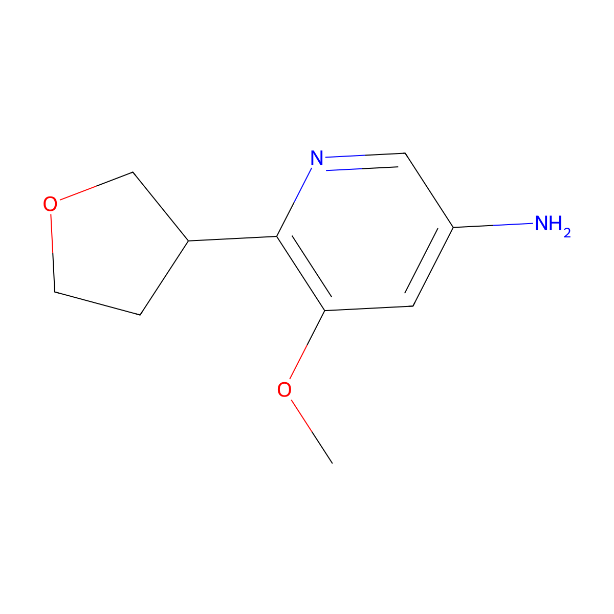 5-Methoxy-6-(tetrahydrofuran-3-yl)pyridin-3-amine molecular structure, CAS 2294950-08-4