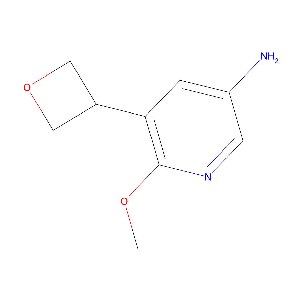 6-Methoxy-5-(oxetan-3-yl)pyridin-3-amine molecular structure, CAS 2294950-10-8