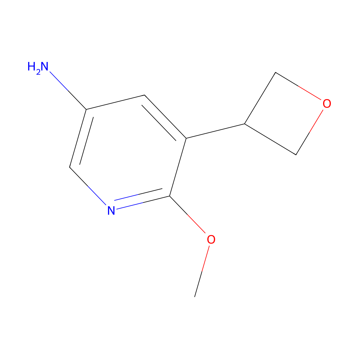 6-Methoxy-5-(oxetan-3-yl)pyridin-3-amine molecular structure, CAS 2294950-10-8