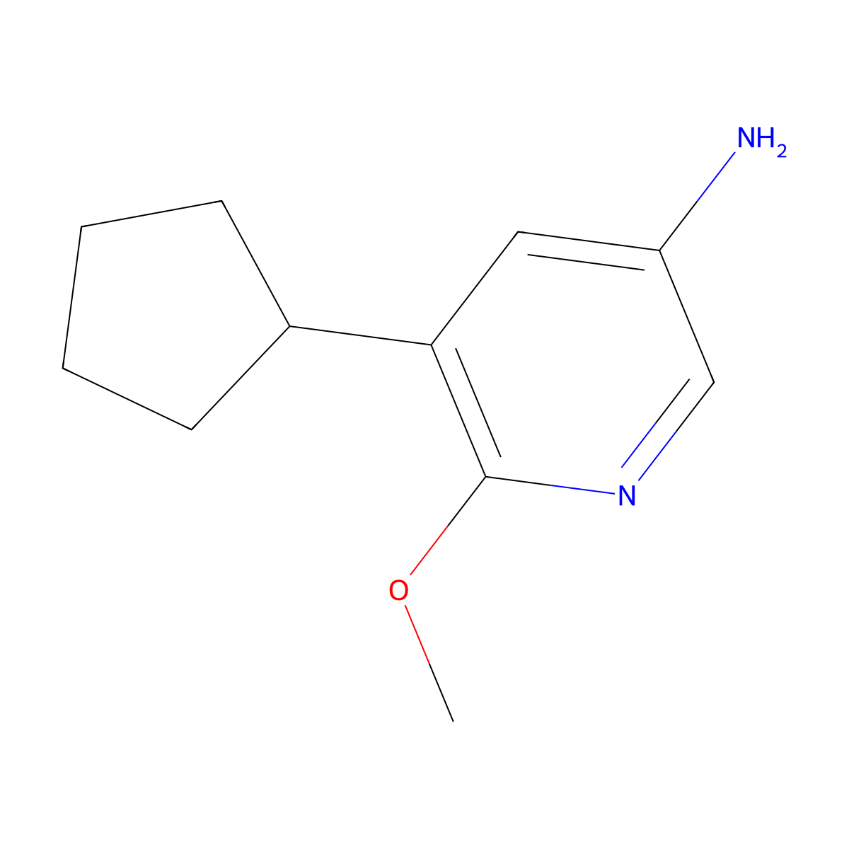 5-Cyclopentyl-6-methoxypyridin-3-amine molecular structure, CAS 2294950-20-0