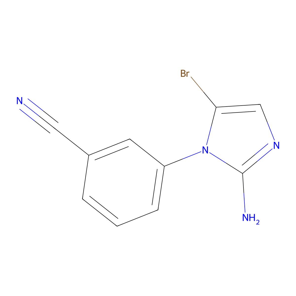 3-(2-amino-5-bromo-1H-imidazol-1-yl)benzonitrile molecular structure, CAS 2294950-21-1
