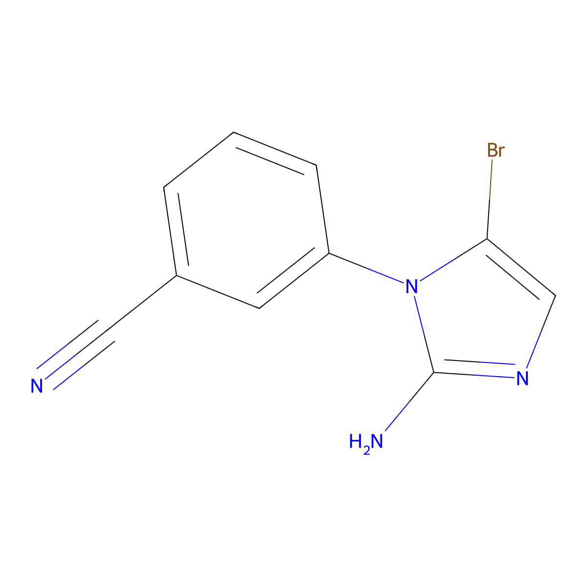 3-(2-amino-5-bromo-1H-imidazol-1-yl)benzonitrile molecular structure, CAS 2294950-21-1