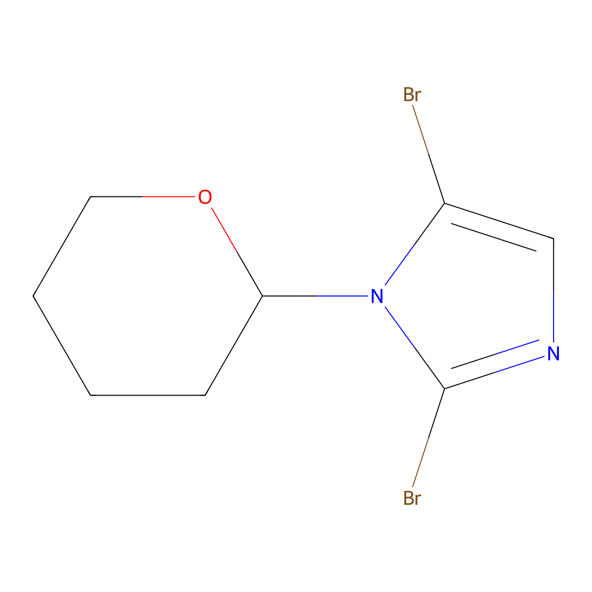 2,5-dibromo-1-(tetrahydro-2H-pyran-2-yl)-1H-imidazole molecular structure, CAS 2294950-28-8