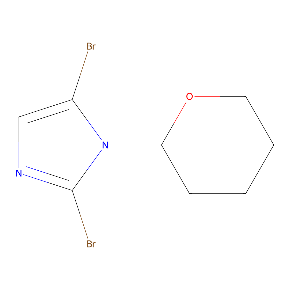 2,5-dibromo-1-(tetrahydro-2H-pyran-2-yl)-1H-imidazole molecular structure, CAS 2294950-28-8