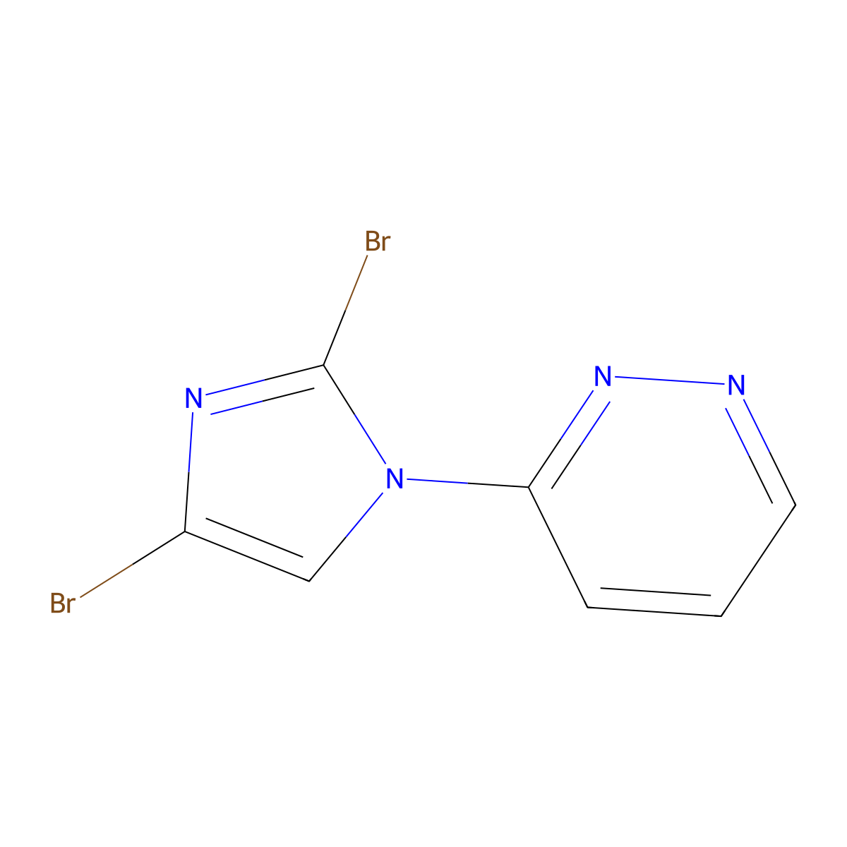 3-(2,4-dibromo-1H-imidazol-1-yl)pyridazine molecular structure, CAS 2294950-30-2