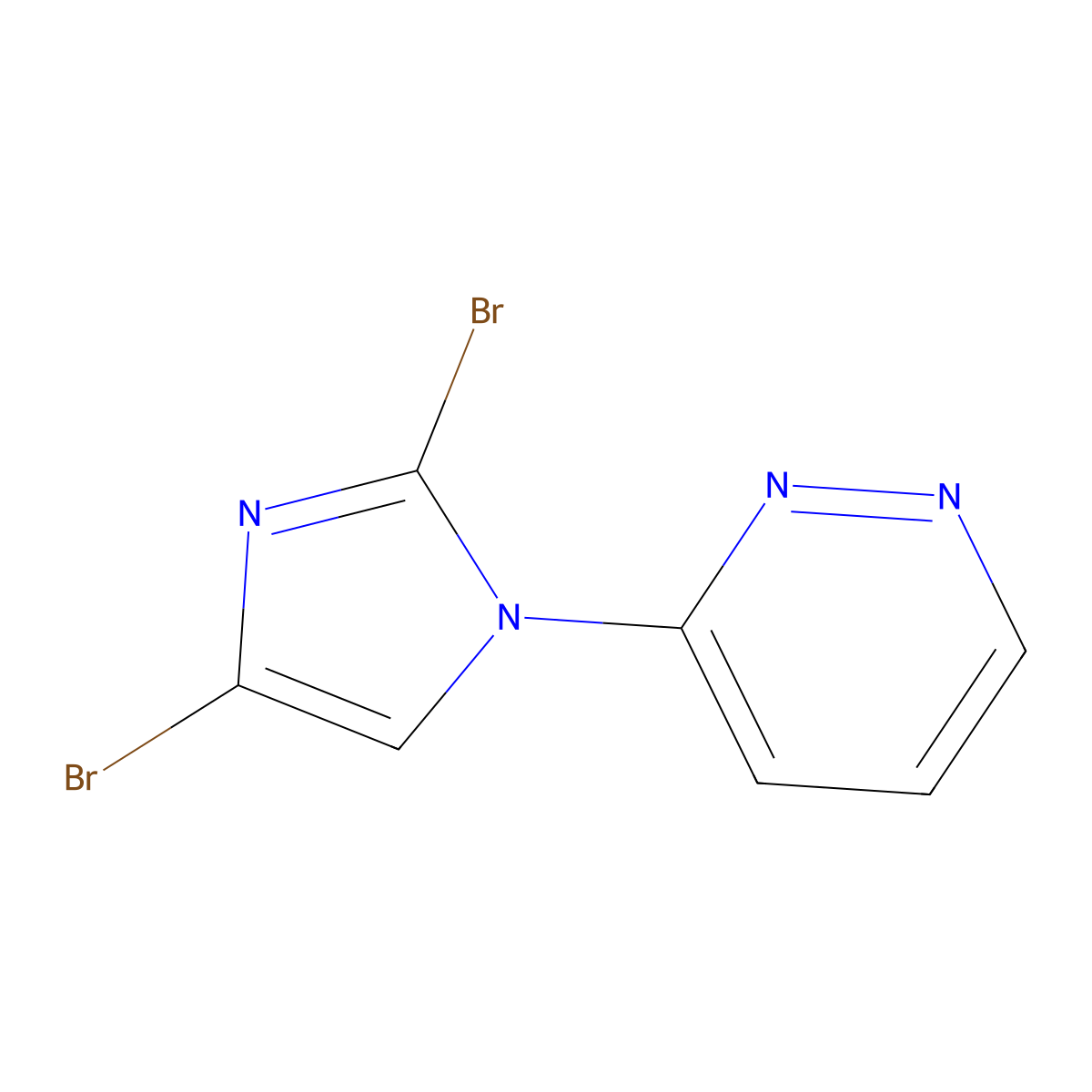 3-(2,4-dibromo-1H-imidazol-1-yl)pyridazine molecular structure, CAS 2294950-30-2