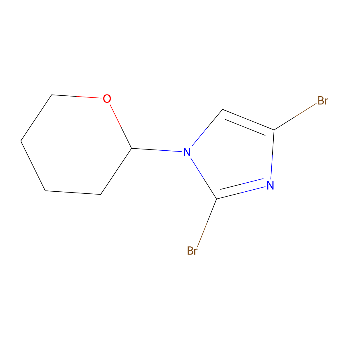 2,4-dibromo-1-(tetrahydro-2H-pyran-2-yl)-1H-imidazole molecular structure, CAS 2294950-41-5