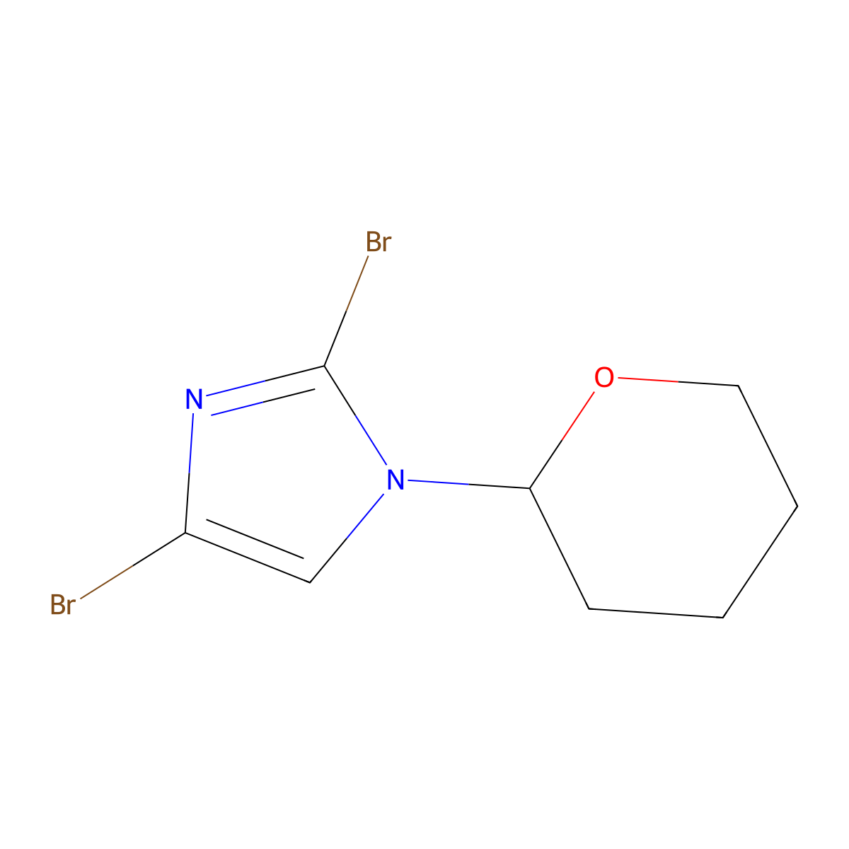 2,4-dibromo-1-(tetrahydro-2H-pyran-2-yl)-1H-imidazole molecular structure, CAS 2294950-41-5