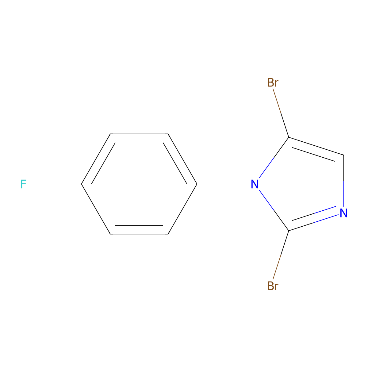 2,5-dibromo-1-(4-fluorophenyl)-1H-imidazole molecular structure, CAS 2294950-43-7
