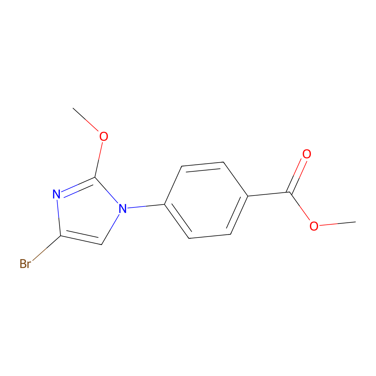 methyl 4-(4-bromo-2-methoxy-1H-imidazol-1-yl)benzoate molecular structure, CAS 2294950-48-2