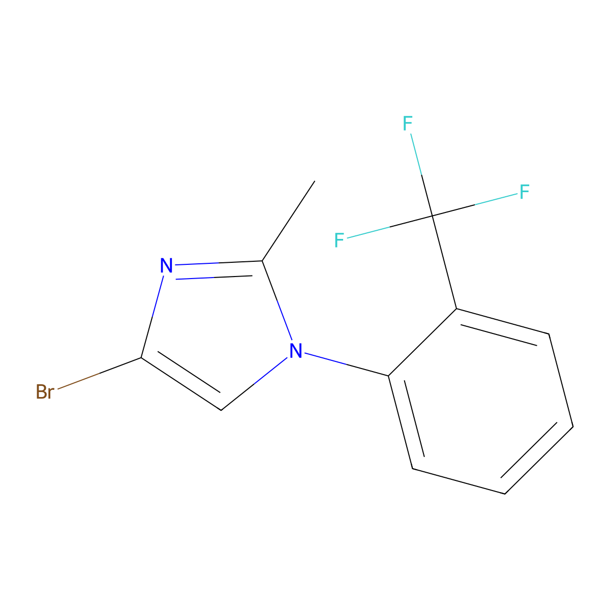 4-bromo-2-methyl-1-(2-(trifluoromethyl)phenyl)-1H-imidazole molecular structure, CAS 2294950-55-1