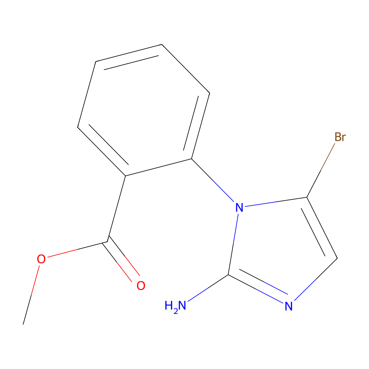 methyl 2-(2-amino-5-bromo-1H-imidazol-1-yl)benzoate molecular structure, CAS 2294950-59-5