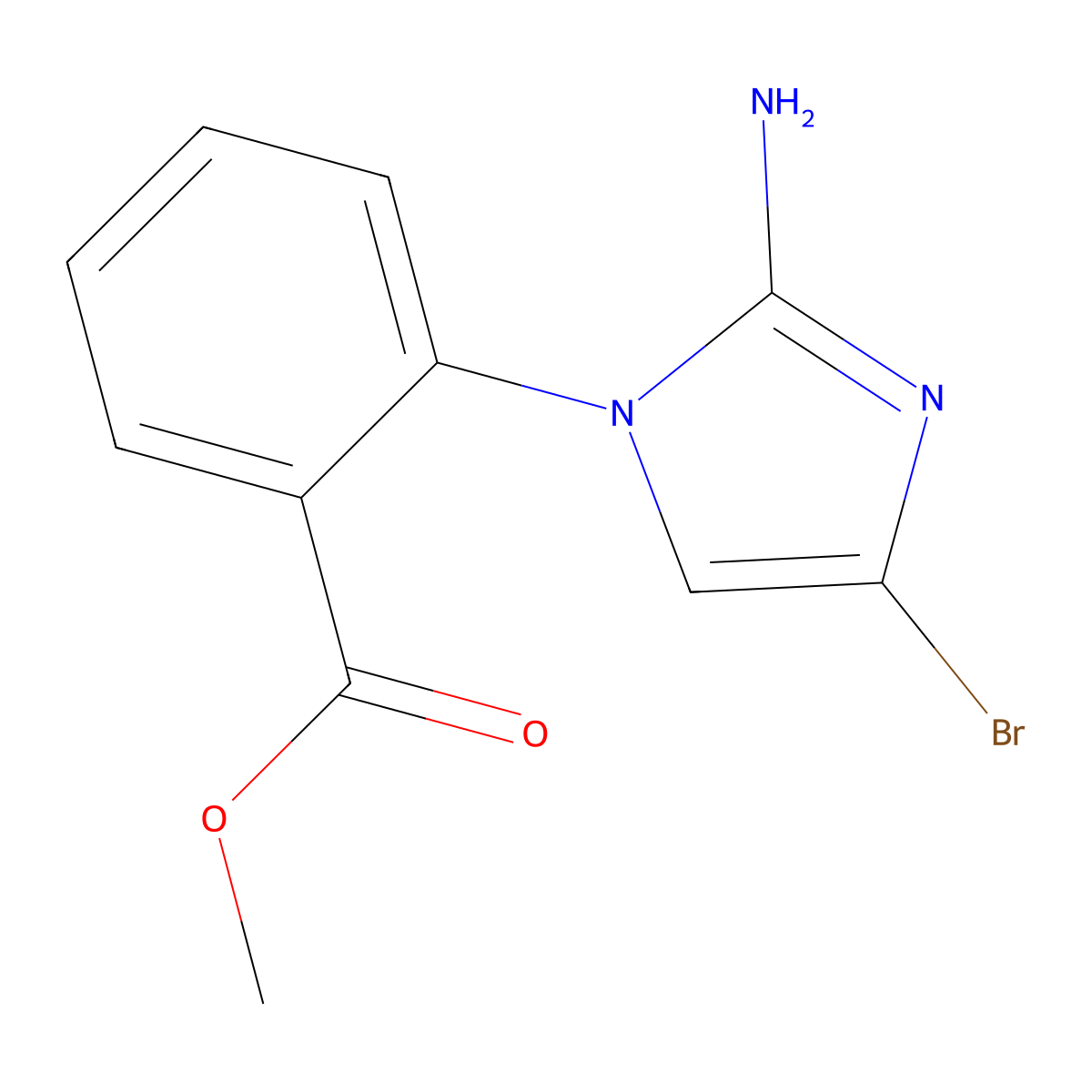 methyl 2-(2-amino-4-bromo-1H-imidazol-1-yl)benzoate molecular structure, CAS 2294950-62-0