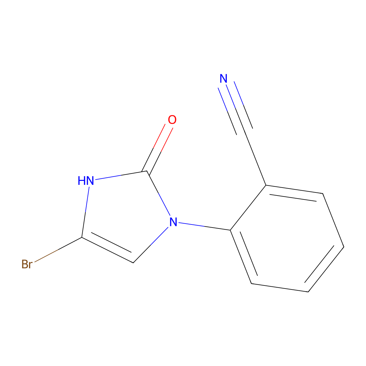 2-(4-bromo-2-oxo-2,3-dihydro-1H-imidazol-1-yl)benzonitrile molecular structure, CAS 2294956-90-2