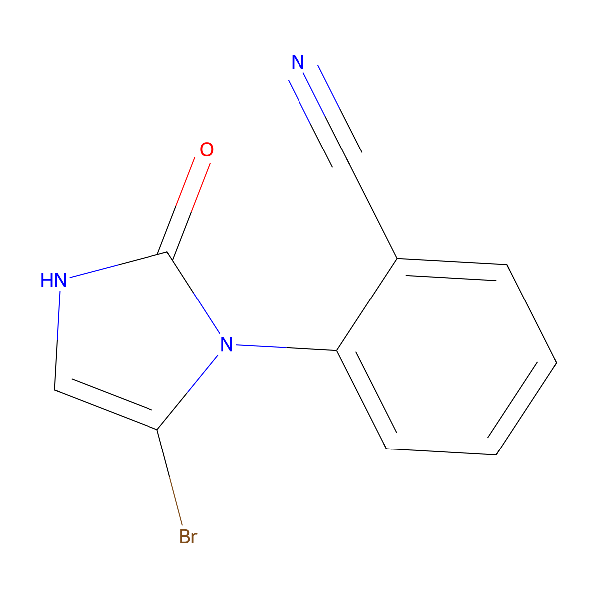 2-(5-bromo-2-oxo-2,3-dihydro-1H-imidazol-1-yl)benzonitrile molecular structure, CAS 2294957-07-4