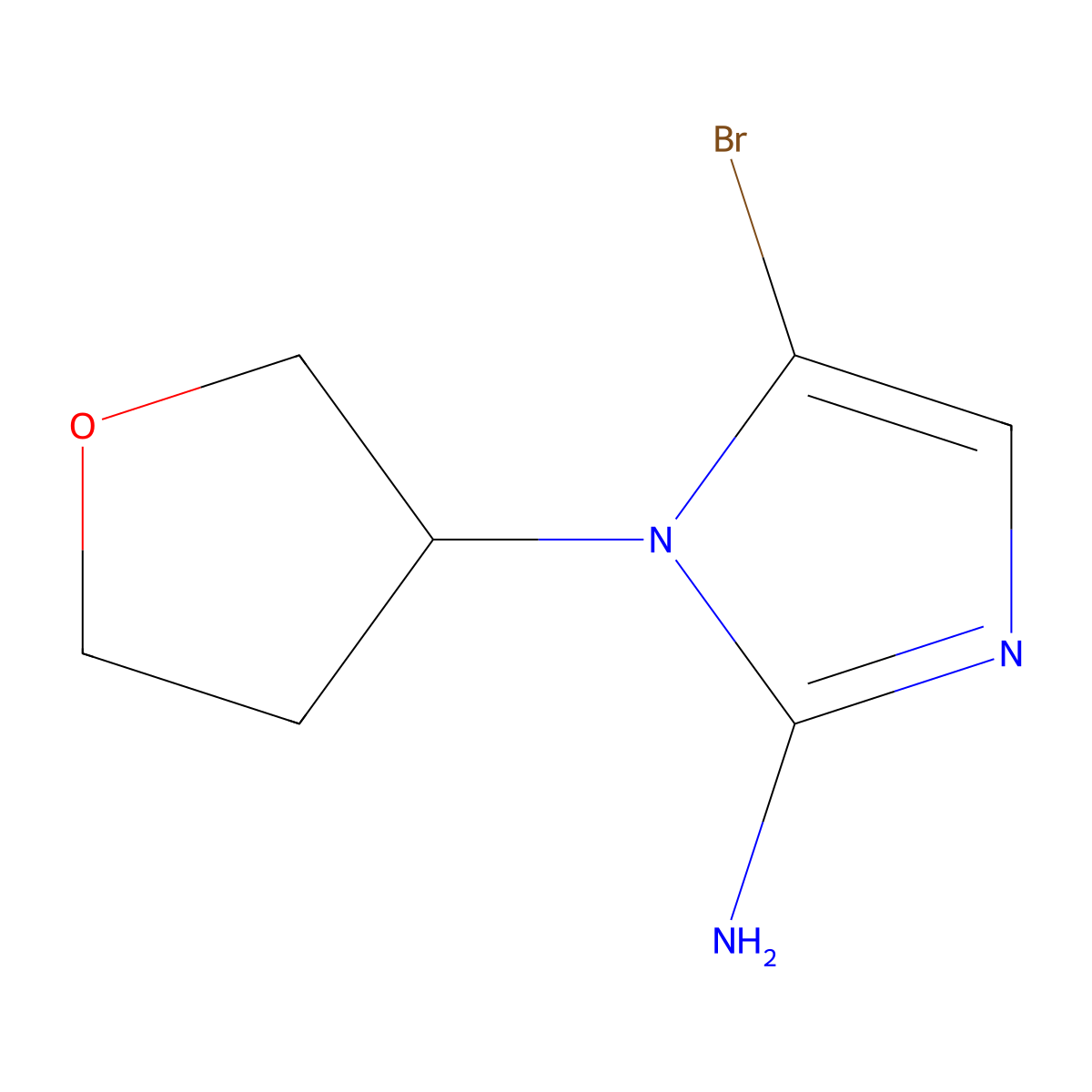 5-bromo-1-(tetrahydrofuran-3-yl)-1H-imidazol-2-amine molecular structure, CAS 2294957-11-0