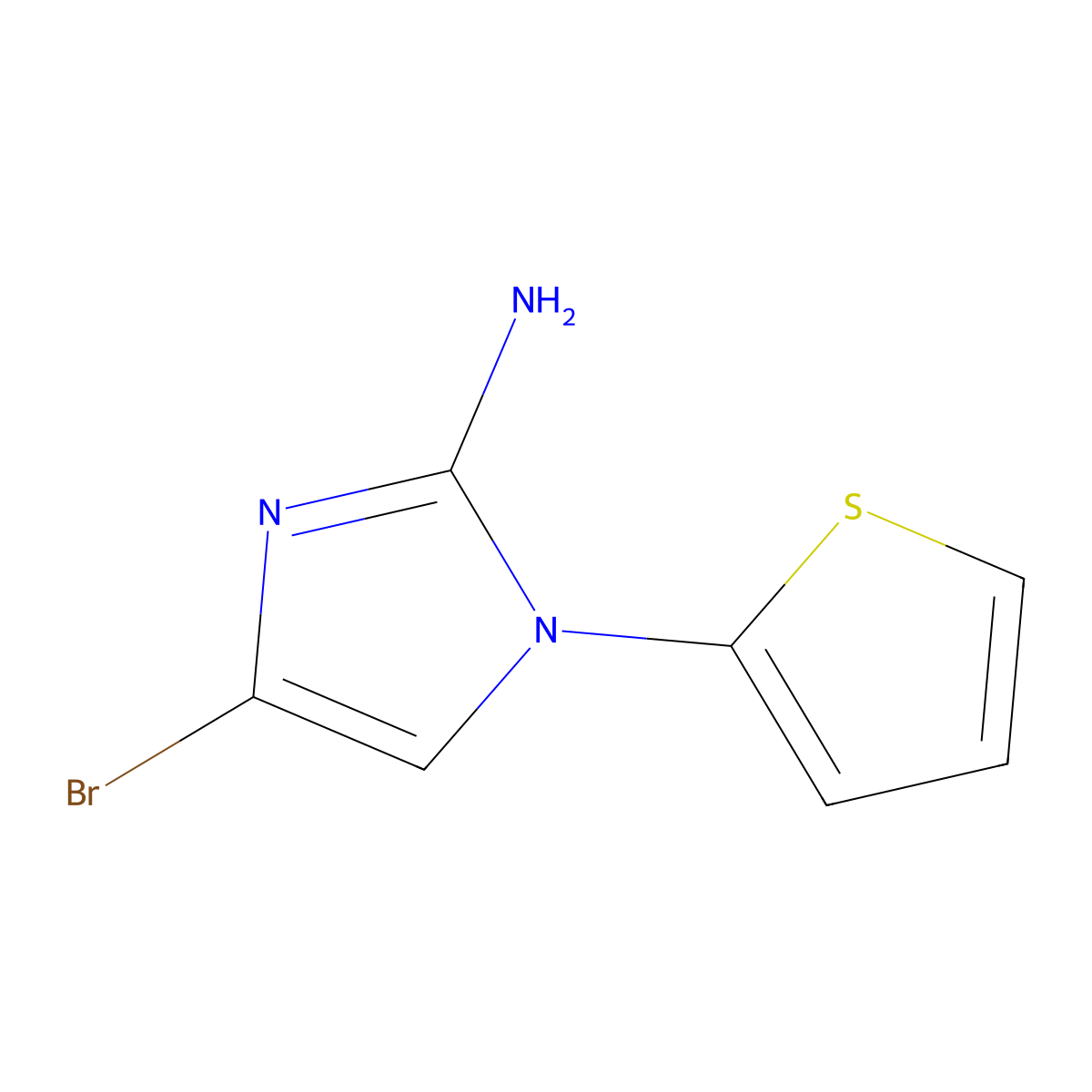4-bromo-1-(thiophen-2-yl)-1H-imidazol-2-amine molecular structure, CAS 2294957-15-4