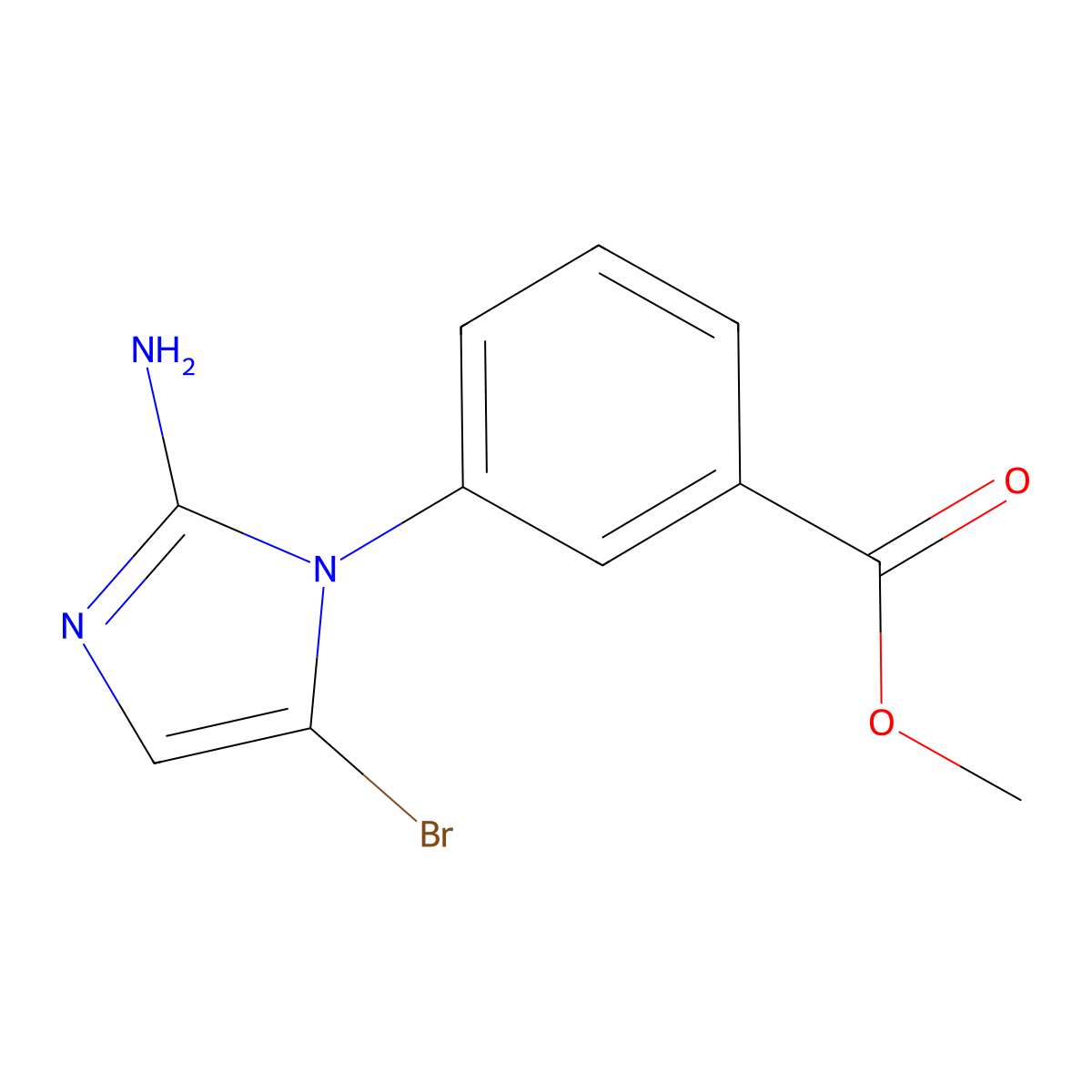 methyl 3-(2-amino-5-bromo-1H-imidazol-1-yl)benzoate molecular structure, CAS 2294957-16-5